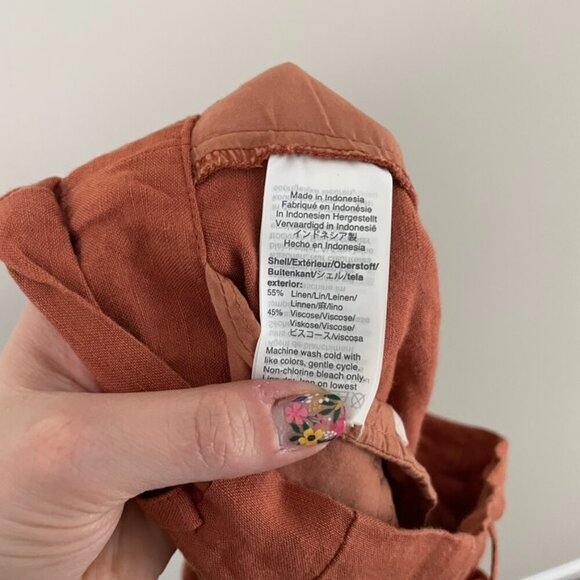 Madewell Linen Blend High Rise Paperbag Pants in Afterglow Red Size 0 - Picture 4 of 7